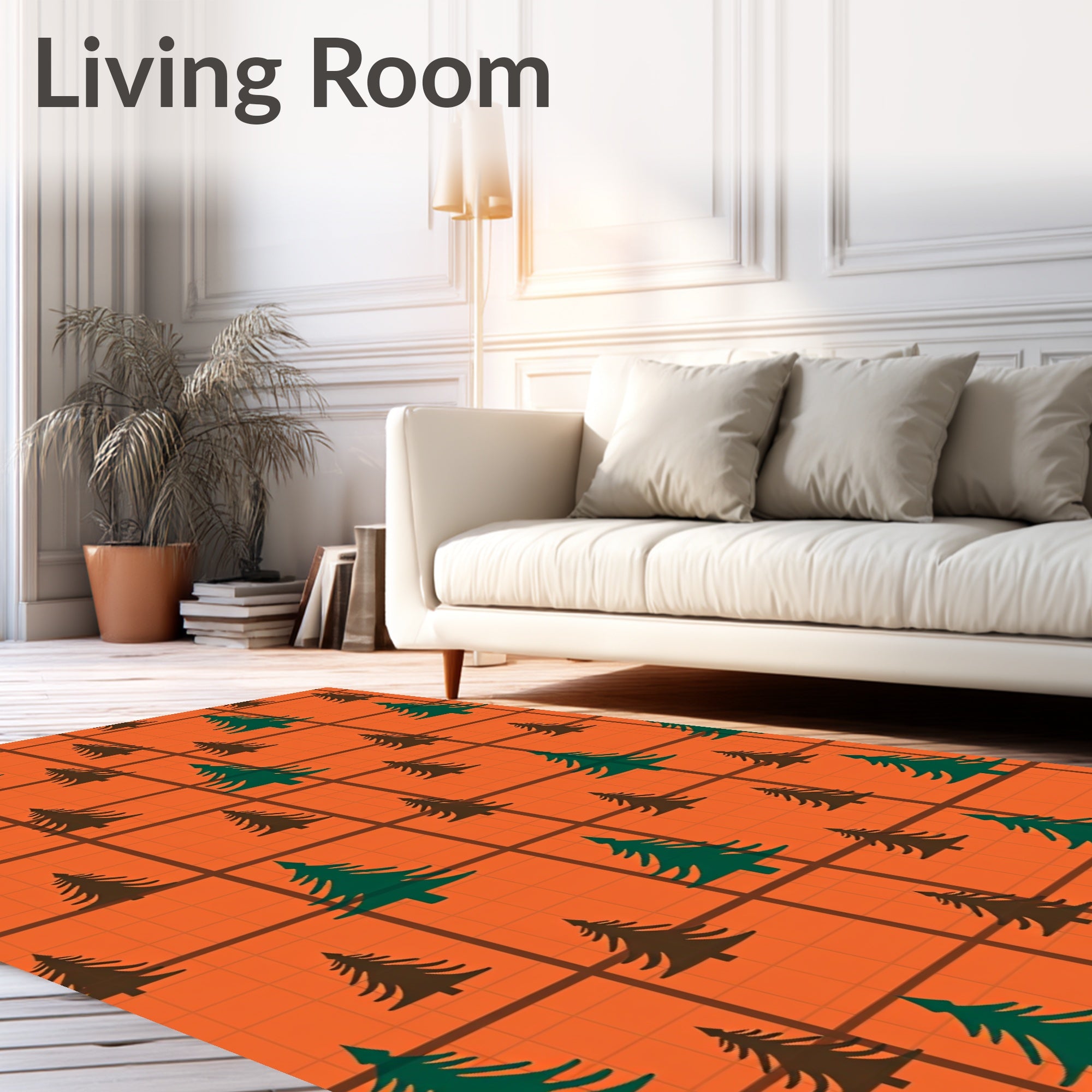 Forest Green Pine Trees Plaid Rug