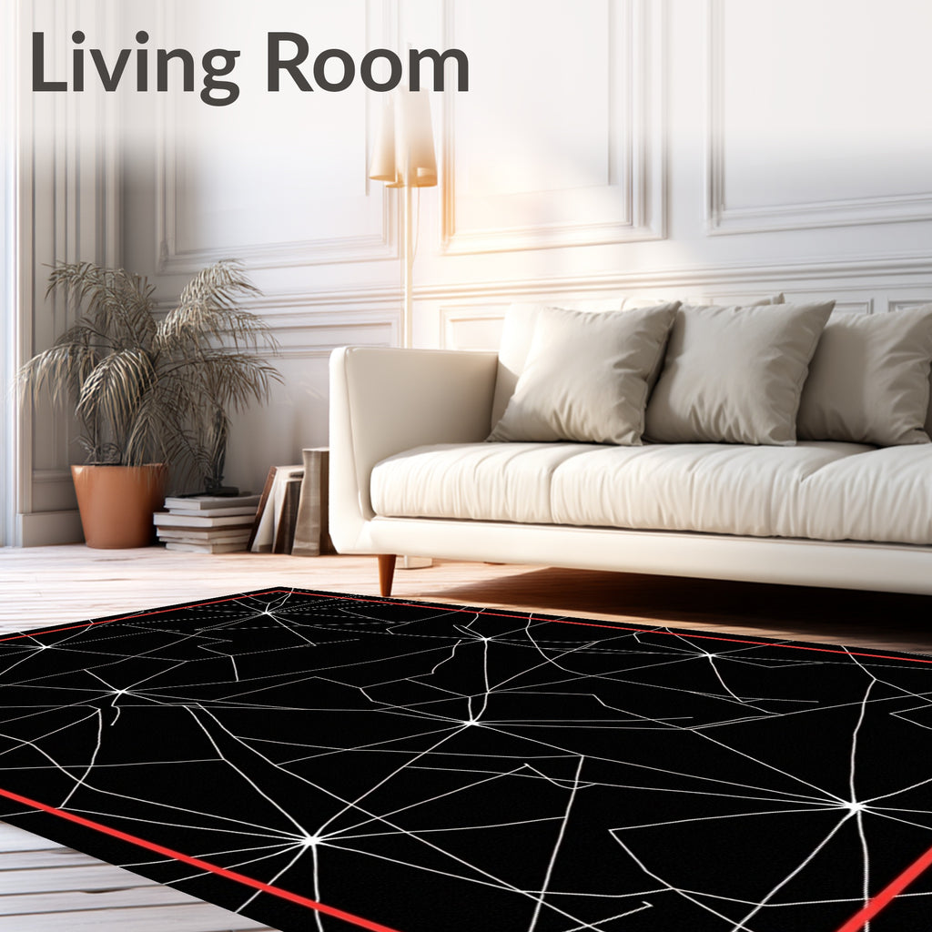 Abstract Black White Web Rug