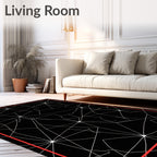 Abstract Black White Web Rug