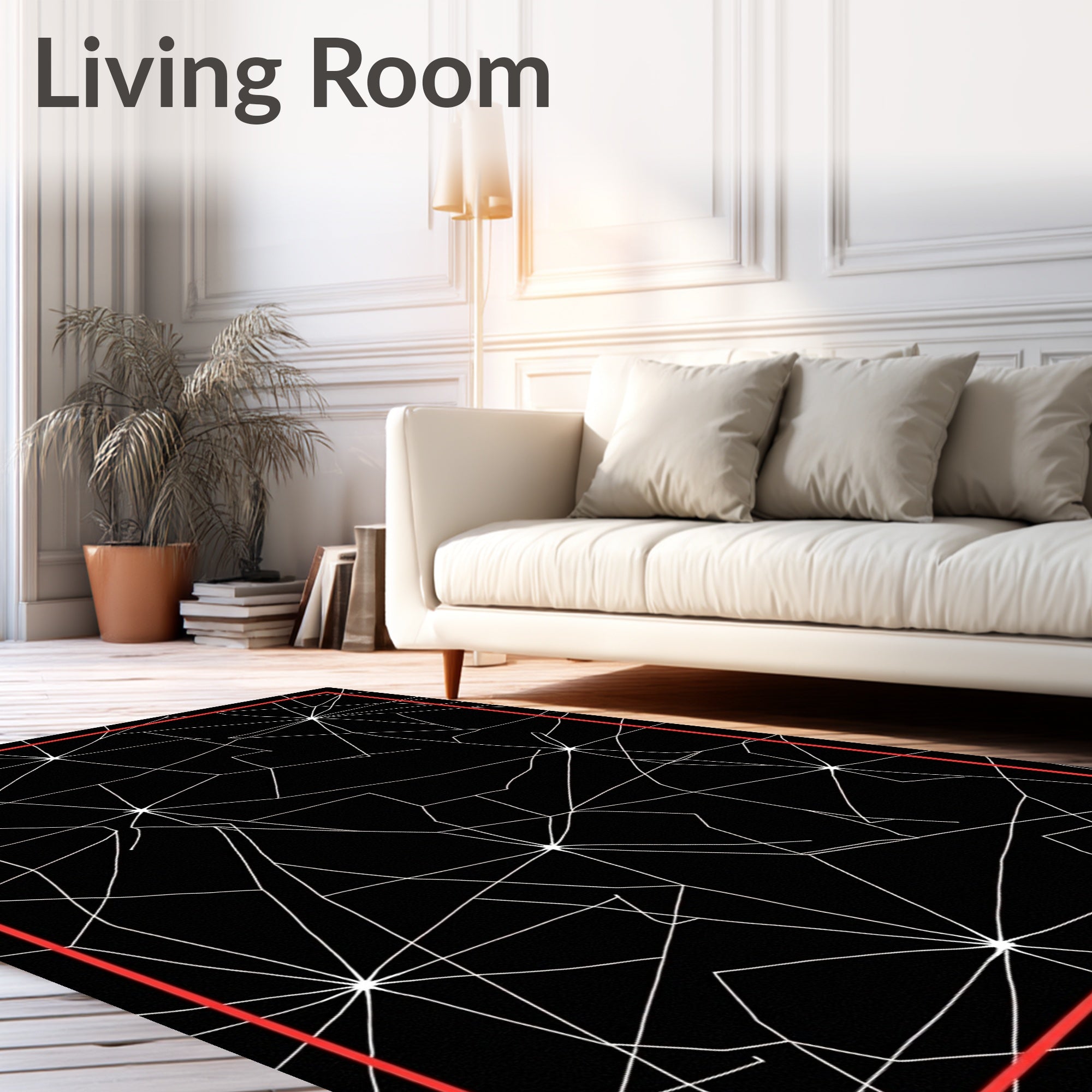 Abstract Black White Web Rug