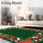 Whimsical Red Ribbon Christmas Hat Border Rug