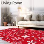 Radiant Red Snowflake Holiday Collage Rug
