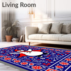 Festive Snowman Red Floral Border Rug