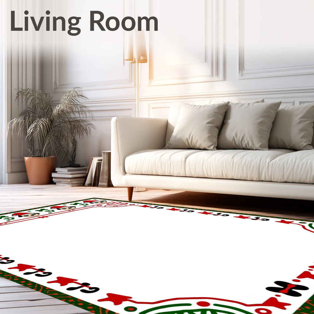 Christmas Puppy Santa Hat Border Rug