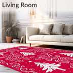 Festive Red White Evergreen Swirl Rug