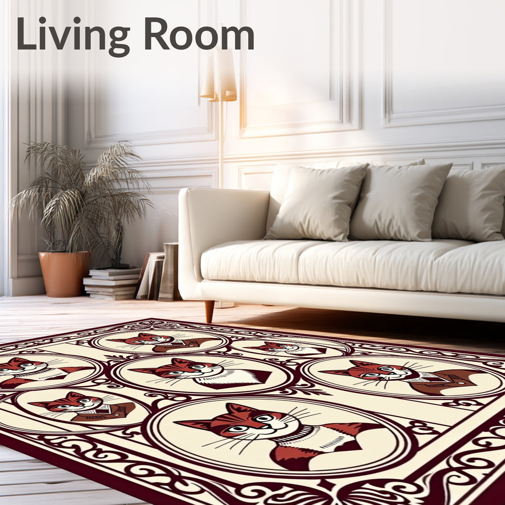 Crimson Tabby Cats Portrait Collection Rug