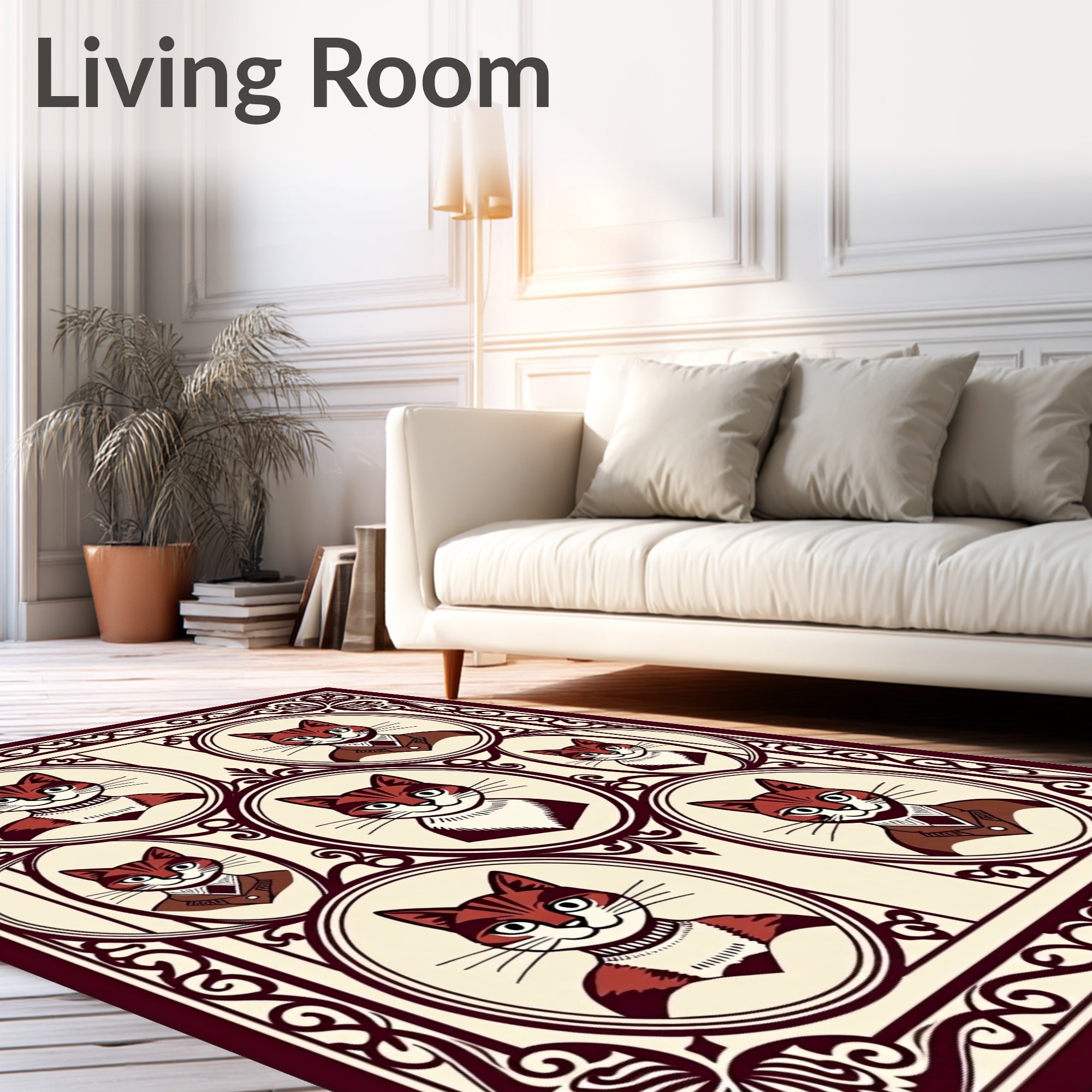 Crimson Tabby Cats Portrait Collection Rug