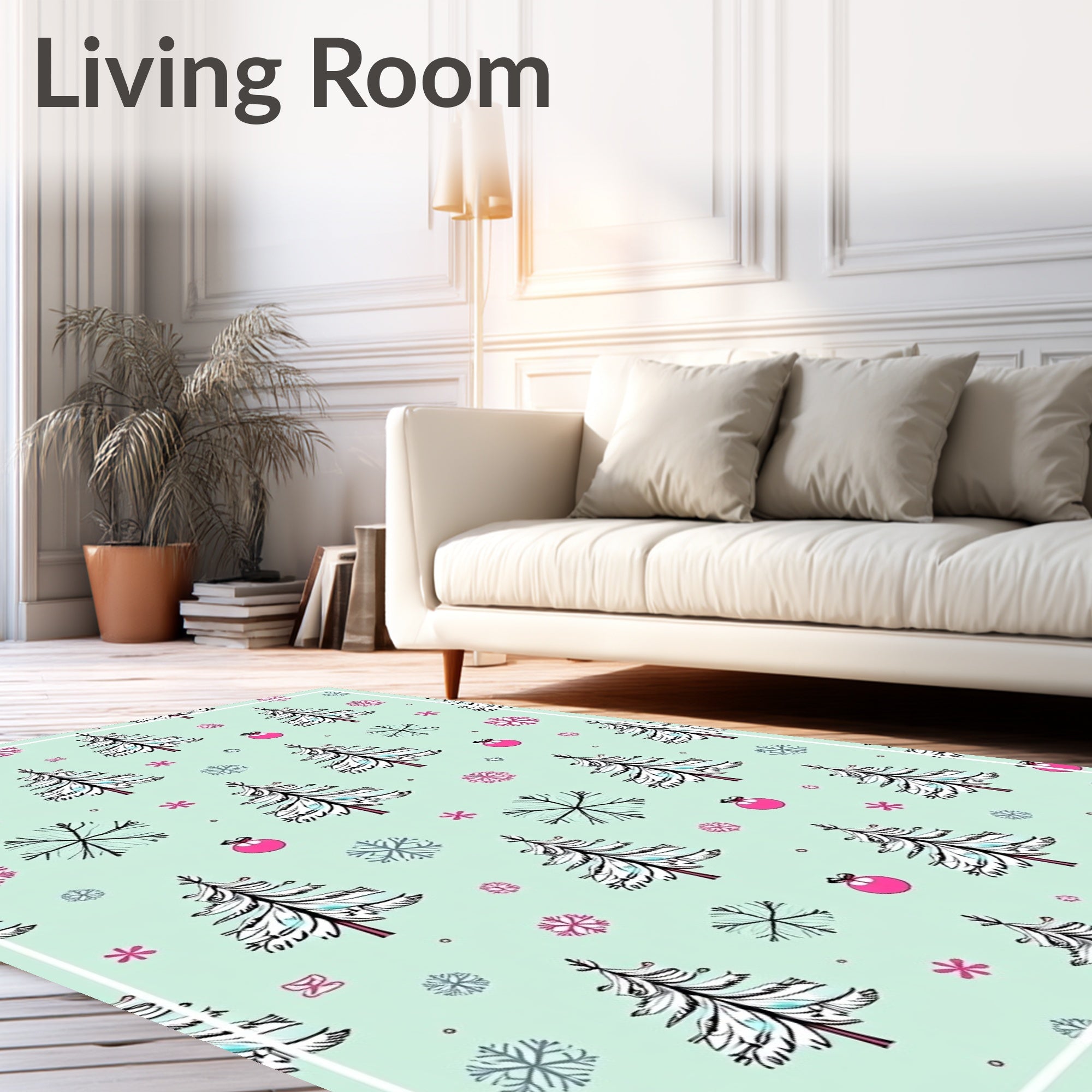 Winter Wonderland Evergreen Ornaments Rug
