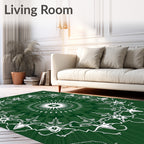 Emerald Green Circular Starburst Mandala Rug