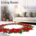 Crimson Poinsettia Leaf Garland Rug