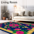 Vibrant Rose Garden Border Rug