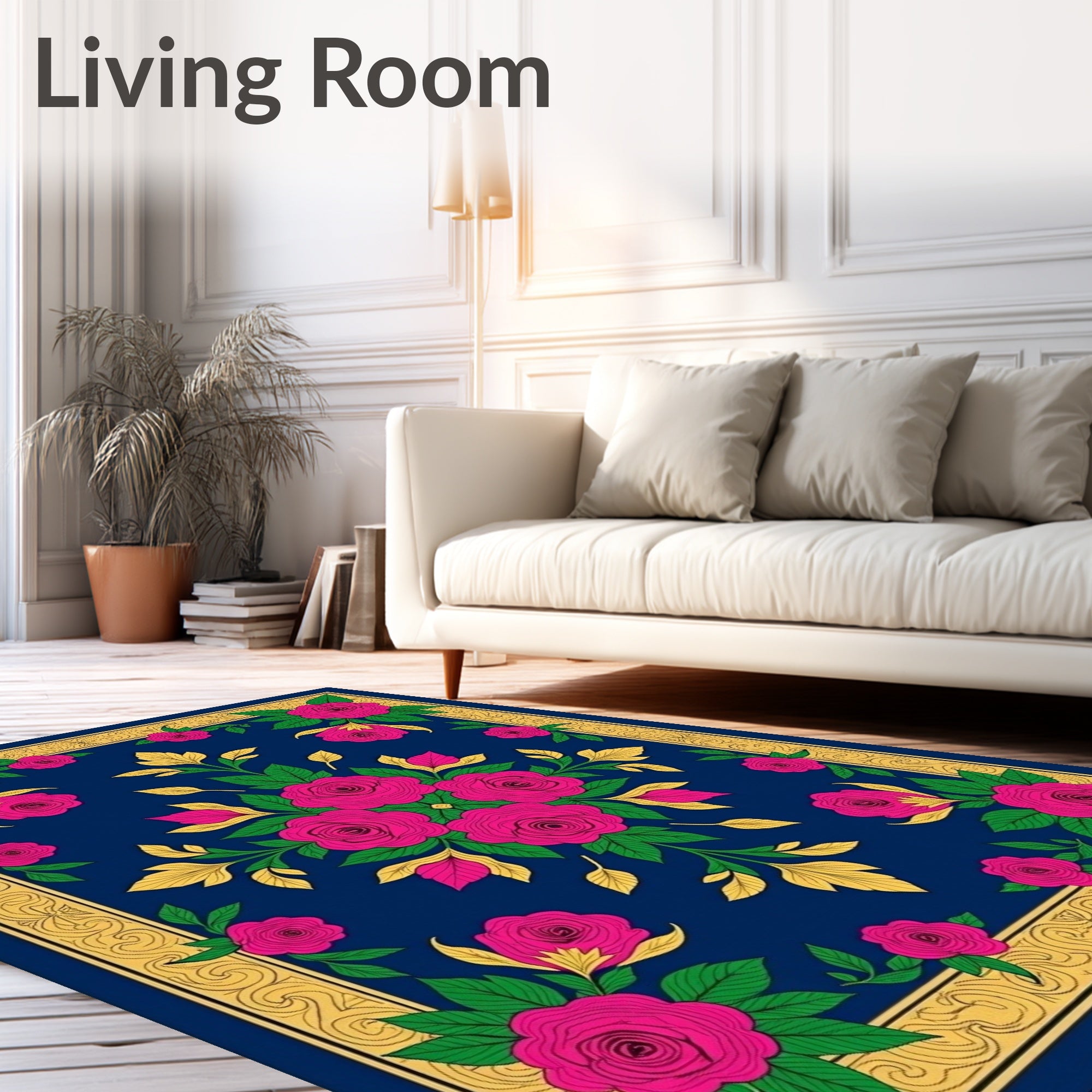 Vibrant Rose Garden Border Rug