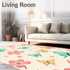 Whimsical Colorful Butterfly Flower Garden Rug