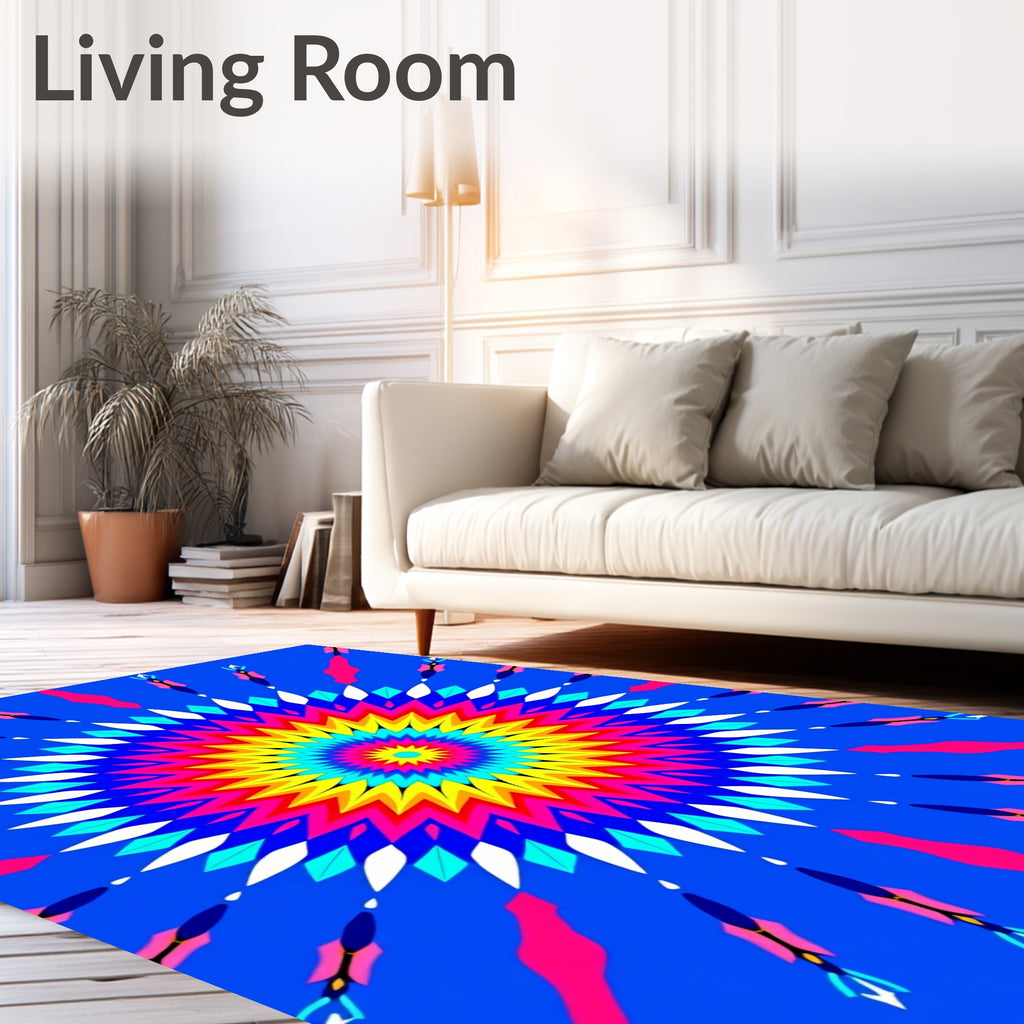 Vibrant Radial Sunburst Starburst Rug