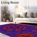 Vibrant Orange Sunburst Medallion Rug