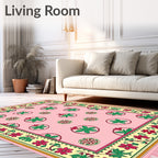 Pink Floral Medallion Scatter Rug