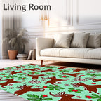 Jolly Reindeer Holly Snowflake Medley Rug