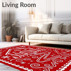 Red Gingerbread House Snowflake Scene Rug