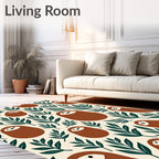 Brown Sloth Floral Cream Background Rug