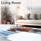 Two Brown Horses Winter Forest Scene Rug