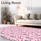Pink Feather and Berry Scatter Rug