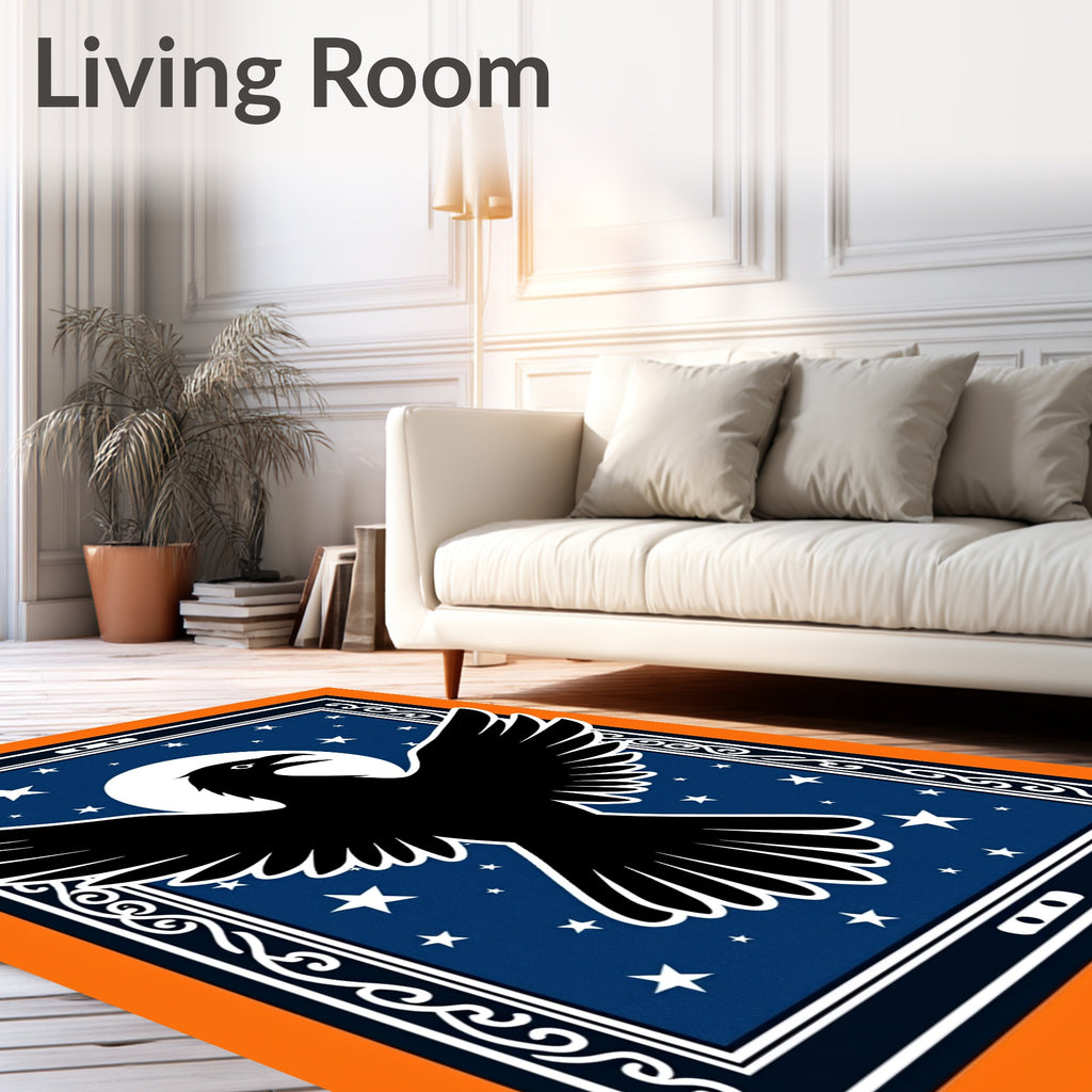 Midnight Raven Moon Celestial Scrolled Rug
