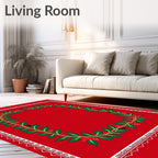 Crimson Holly Berry Garland Border Rug