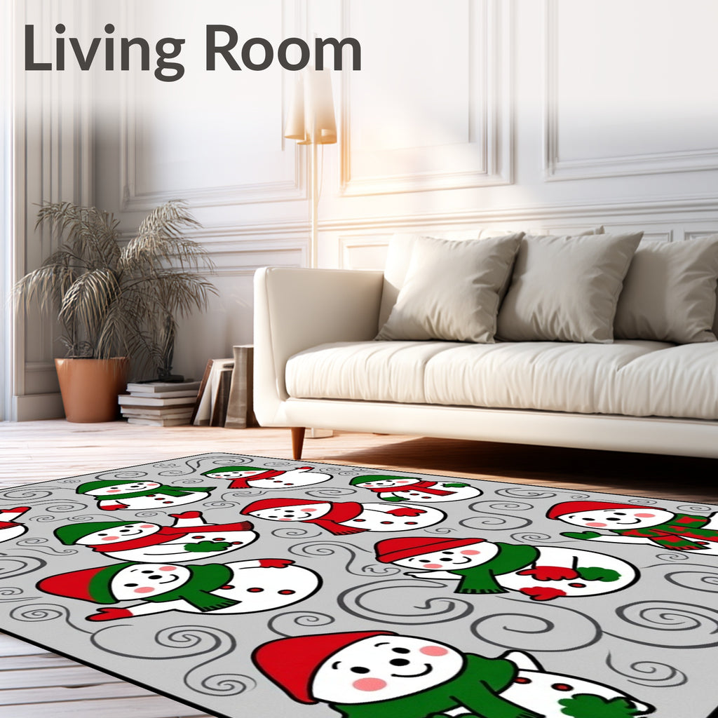 Merry Snowman Garland Whimsical Snowmen Rug