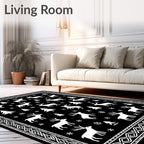 Winter Forest Reindeer Snowflake Scene Rug