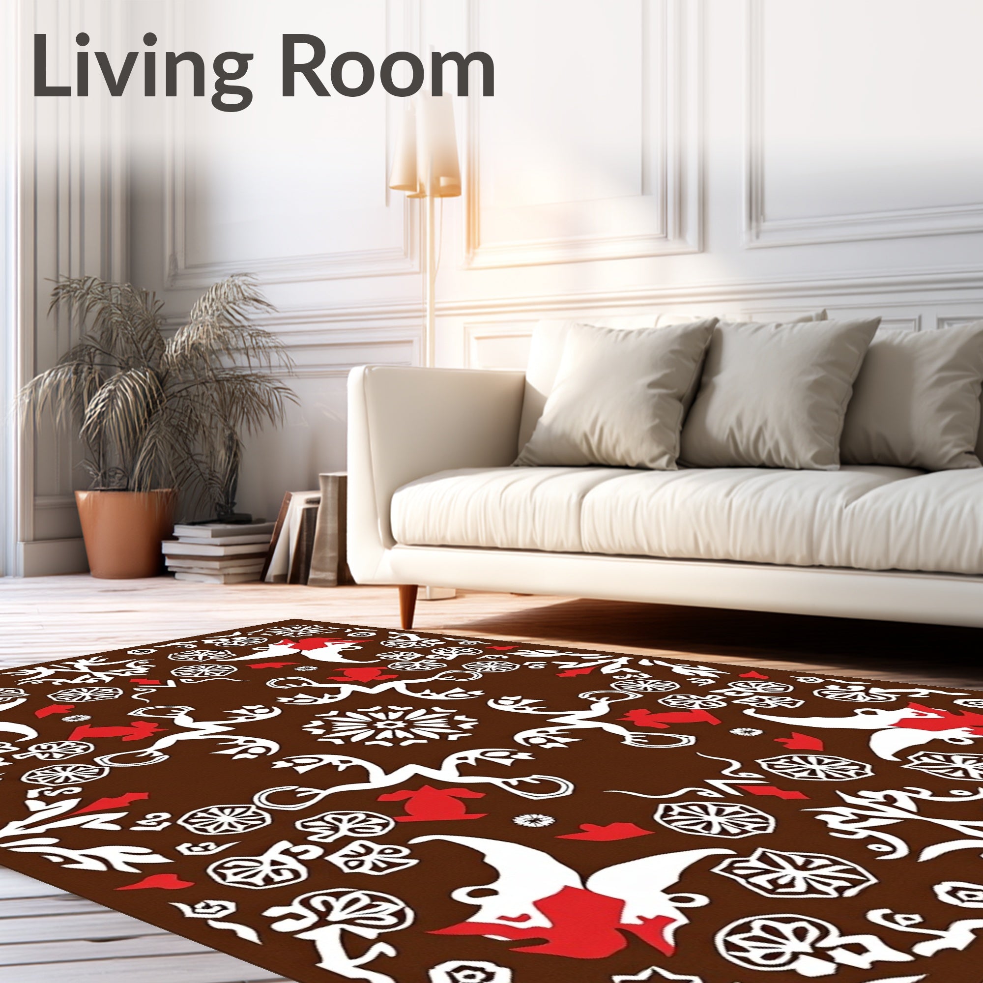Organic Crimson White Paisley Medallion Rug