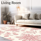 Pink Floral Arrangement On Cream Background Rug