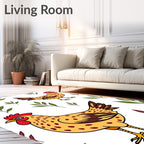 Sunny Yellow Hen Leafy Whimsy Rug