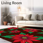 Vibrant Red Poinsettia Garden Rug