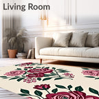 Crimson Pink Rose Branch Ensemble Rug