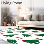 Festive Green Dino Christmas Snowflake Rug