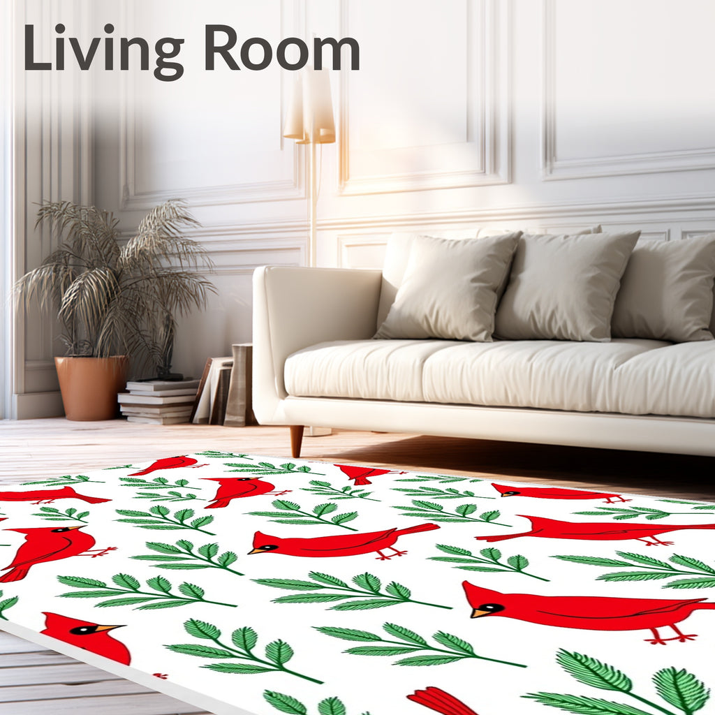 Vibrant Red Cardinal Branch Scatter Rug
