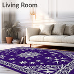 Winter Snowflakes Indigo Scrollwork Rug