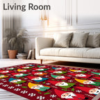 Charming Gnomes Festive Red Background Rug