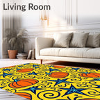 Bright Pumpkin Star Swirls Rug