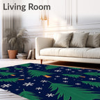 Evergreen Trees Falling Snowflakes Charm Rug
