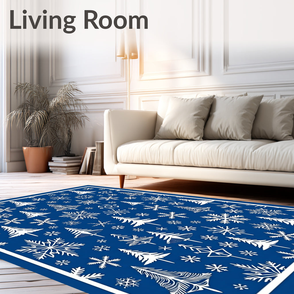 Navajo Blue Snowflake Christmas Tree Rug