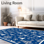Navajo Blue Snowflake Christmas Tree Rug