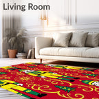 Red Nutcracker Soldier Christmas Trees Rug