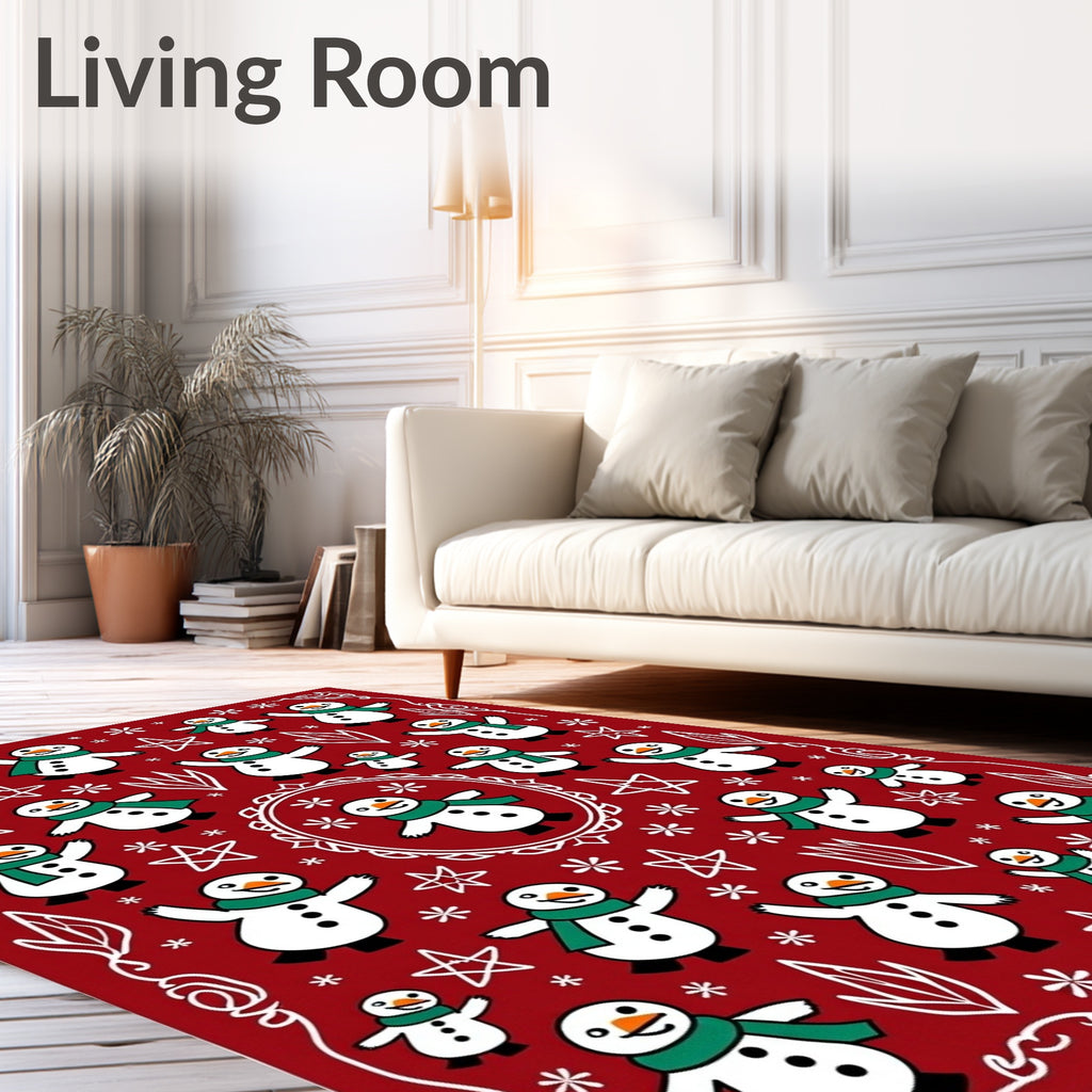 Red Snowman Forest Holiday Collection Rug