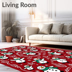 Red Snowman Forest Holiday Collection Rug