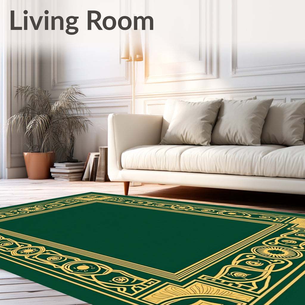Emerald Gold Celtic Knot Border Rug