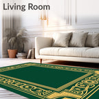Emerald Gold Celtic Knot Border Rug