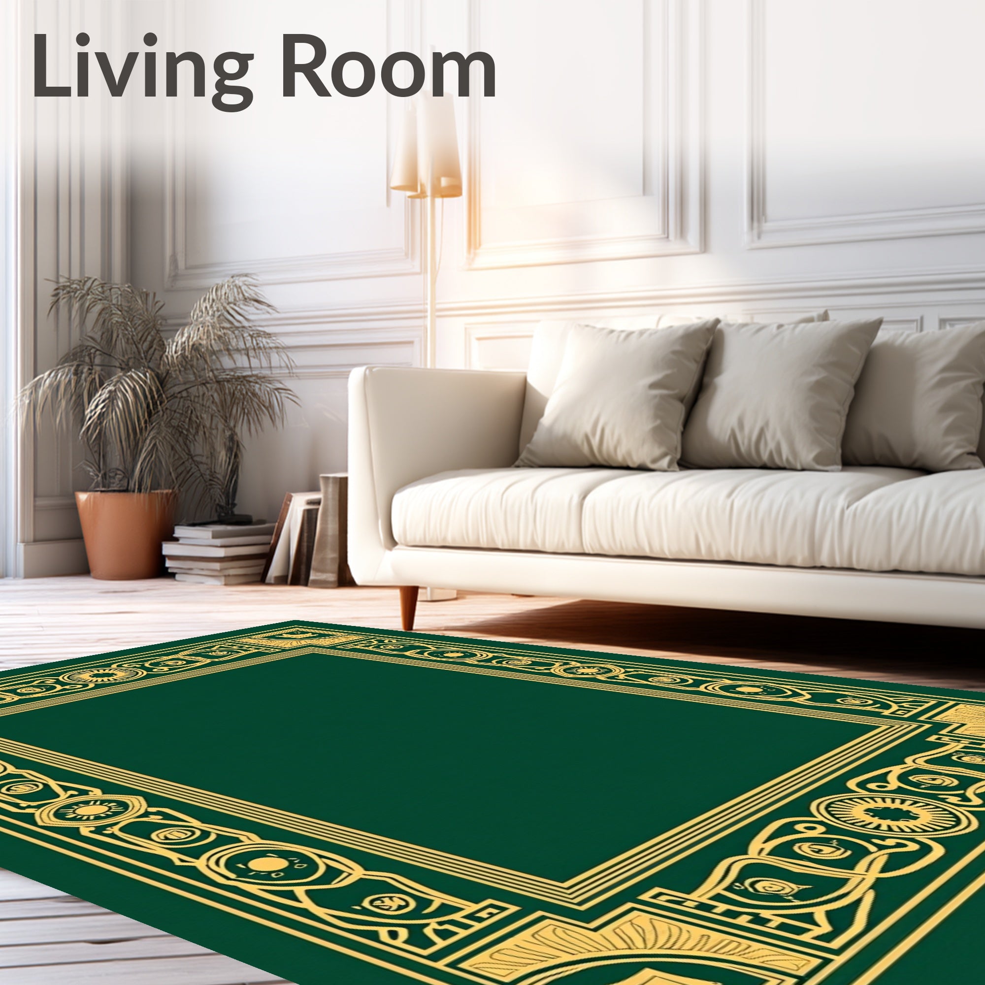 Emerald Gold Celtic Knot Border Rug