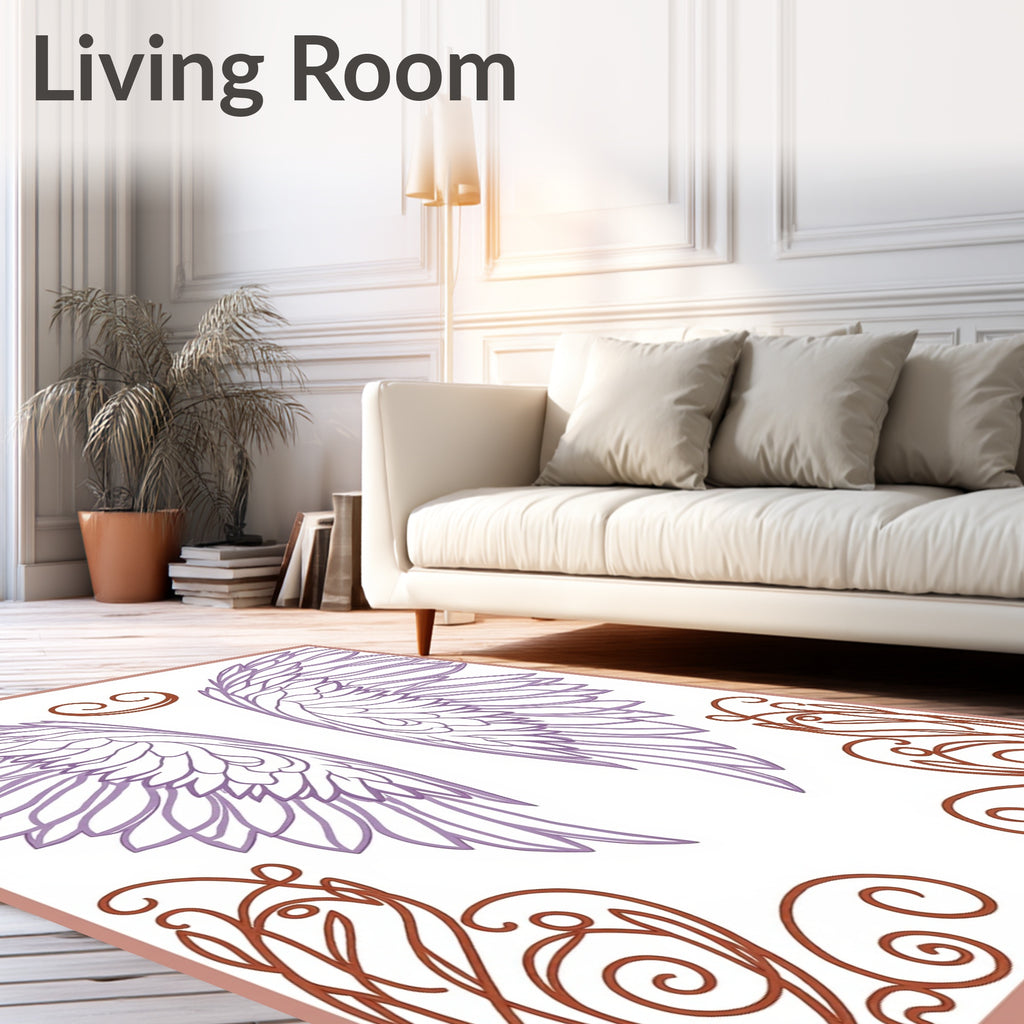 Lavender Angel Wings With Copper Flourishes Rug