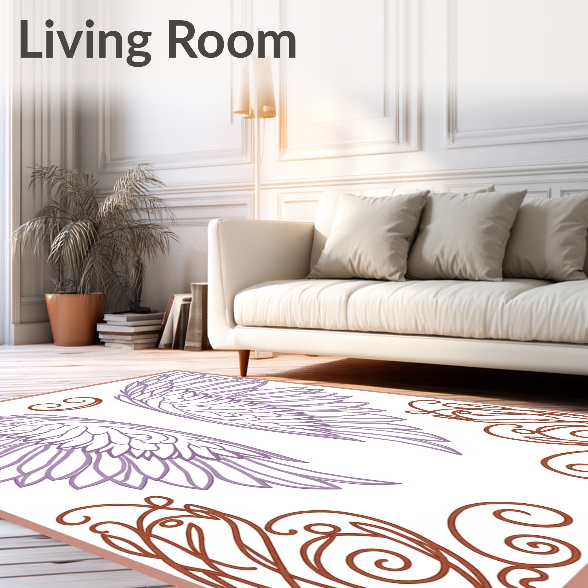 Lavender Angel Wings With Copper Flourishes Rug